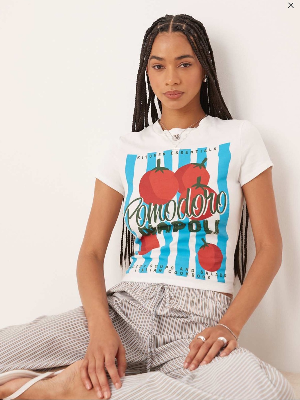 ASOS DESIGN Tomato Graphic White Baby Tee - Picture 2 of 8
